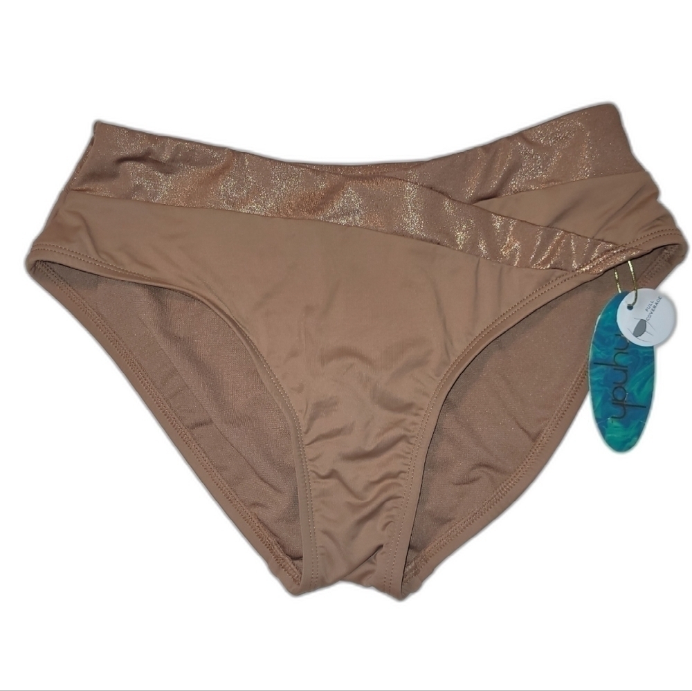 MYNAH Mid Rise Metallic Brief Bikini Bottom